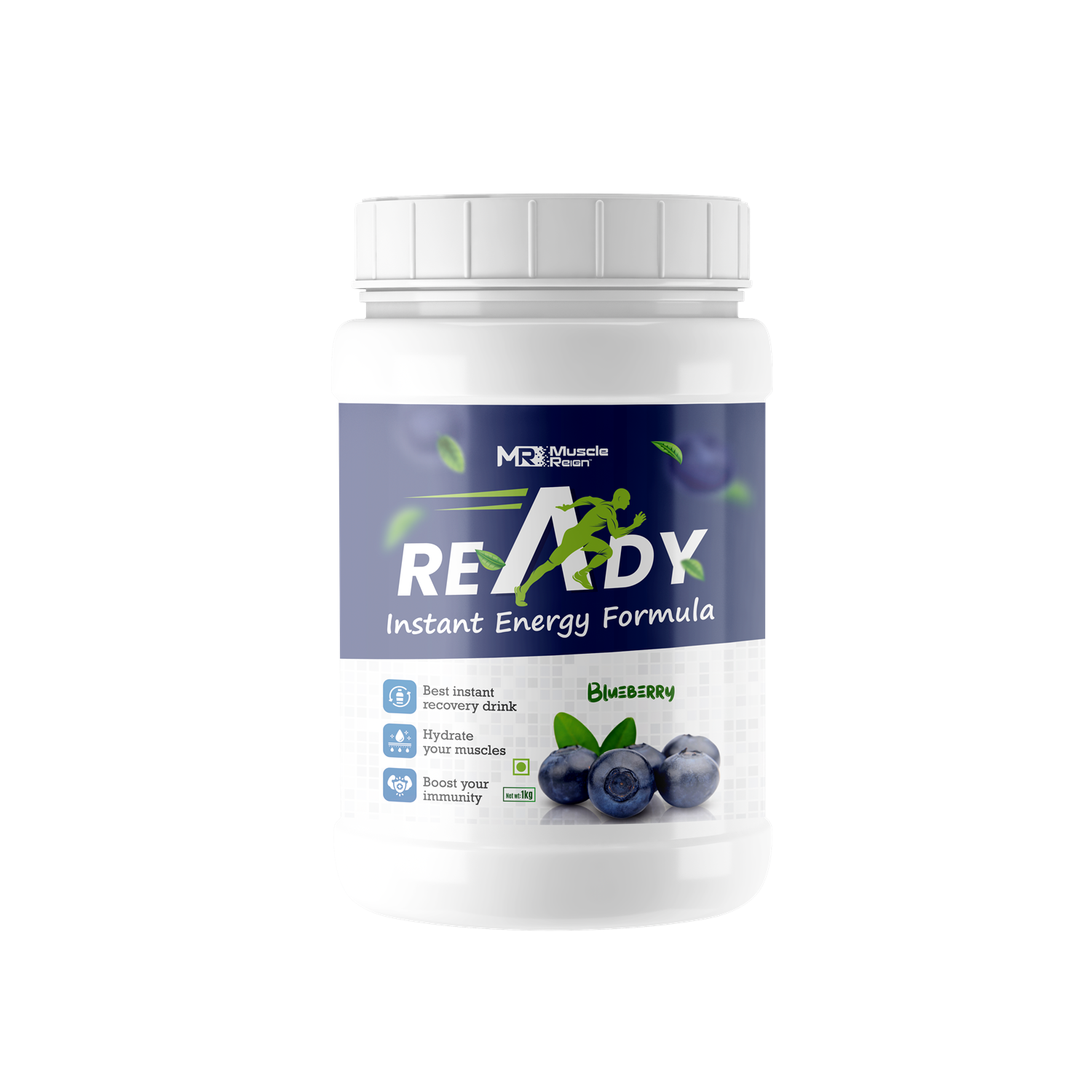 Muscle Reign Instant Energy Formula Powder in Blueberry Flavour for Fast Hydration and Recovery